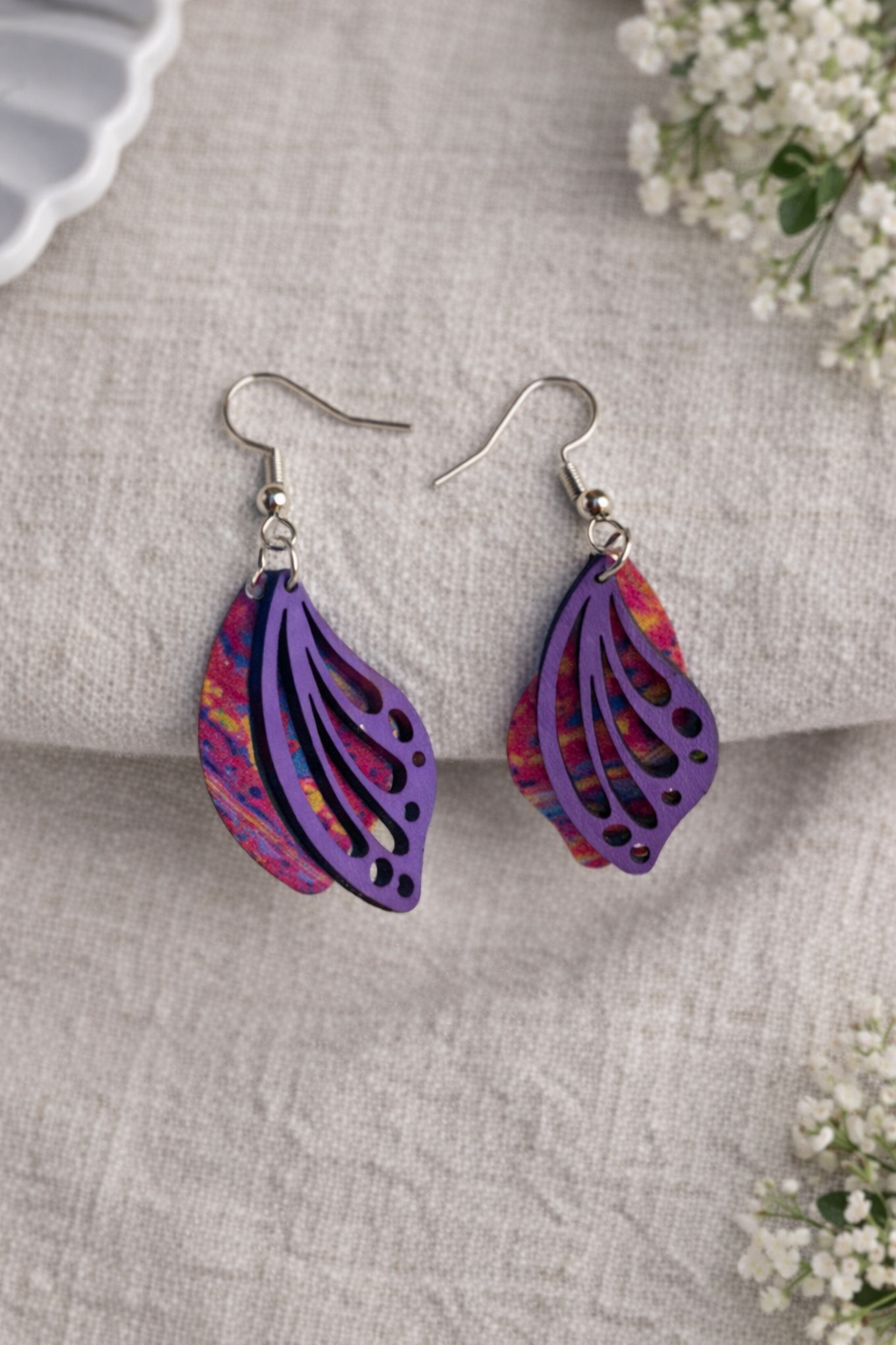 Butterfly Flutter Earrings - Handpainted & Hypoallergenic