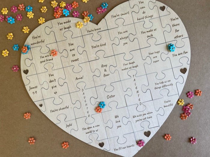 Personalized Puzzle Heart | 29 Customizable Messages | Perfect for Loved Ones