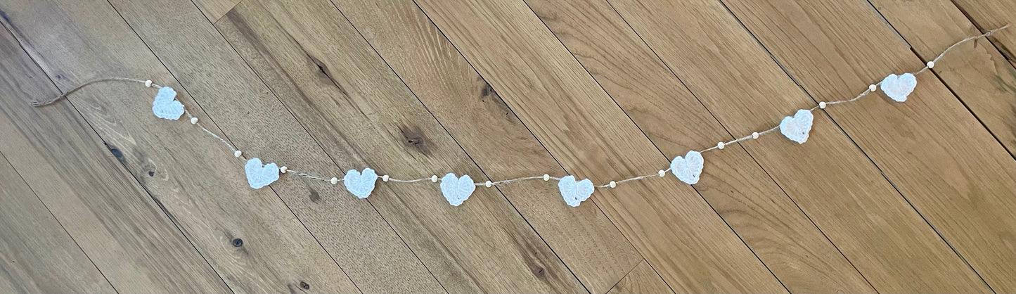 Crocheted Heart Garland | Handmade Cozy & Seasonal Home Decor