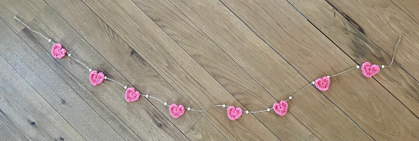 Crocheted Heart Garland | Handmade Cozy & Seasonal Home Decor