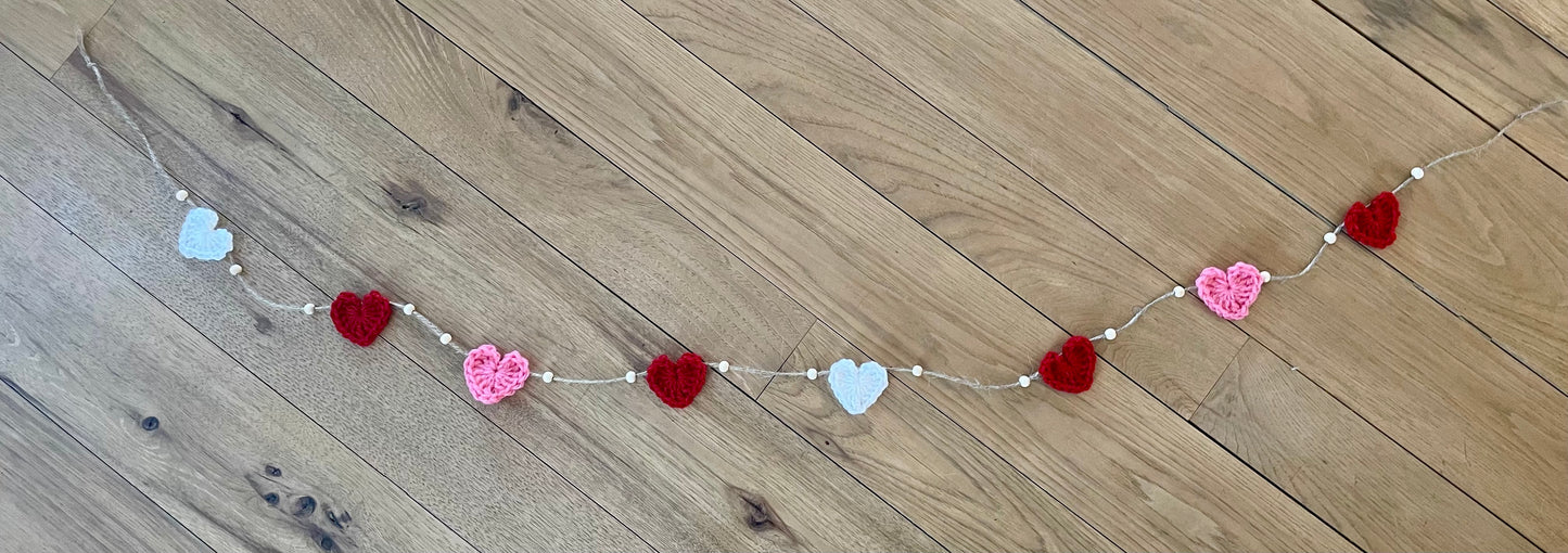 Crocheted Heart Garland | Handmade Cozy & Seasonal Home Decor