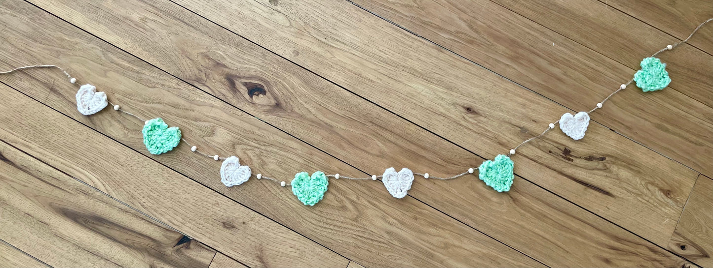Crocheted Heart Garland | Handmade Cozy & Seasonal Home Decor