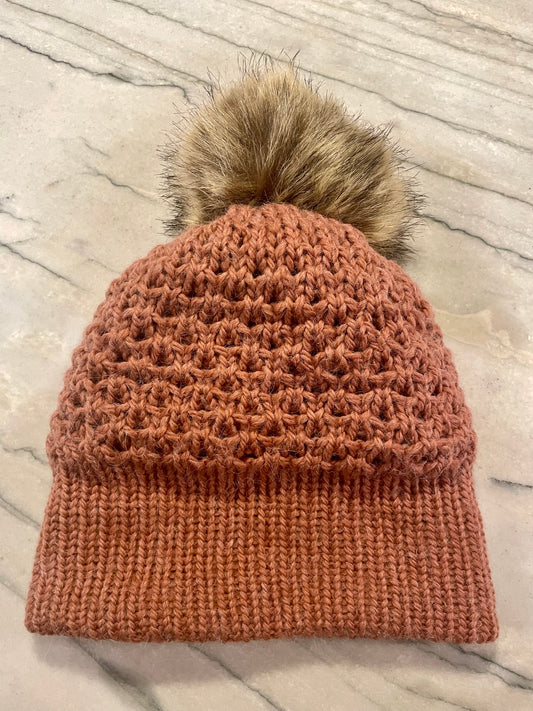 Cozy Beanie | Dusty Rose | Waffle Weave | Alpaca Wool