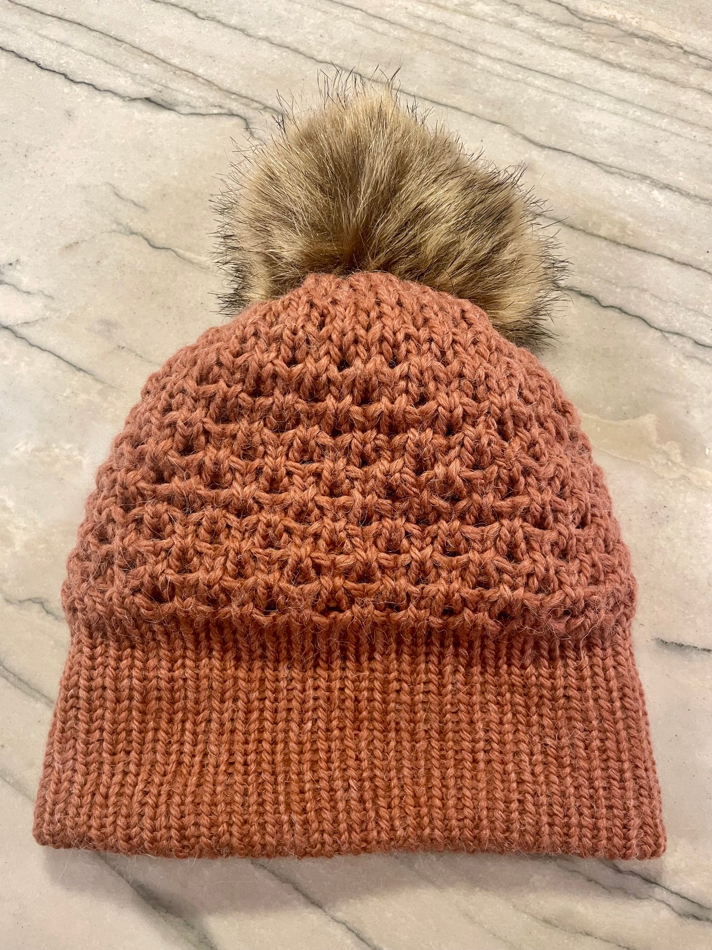Cozy Beanie | Dusty Rose | Waffle Weave | Alpaca Wool