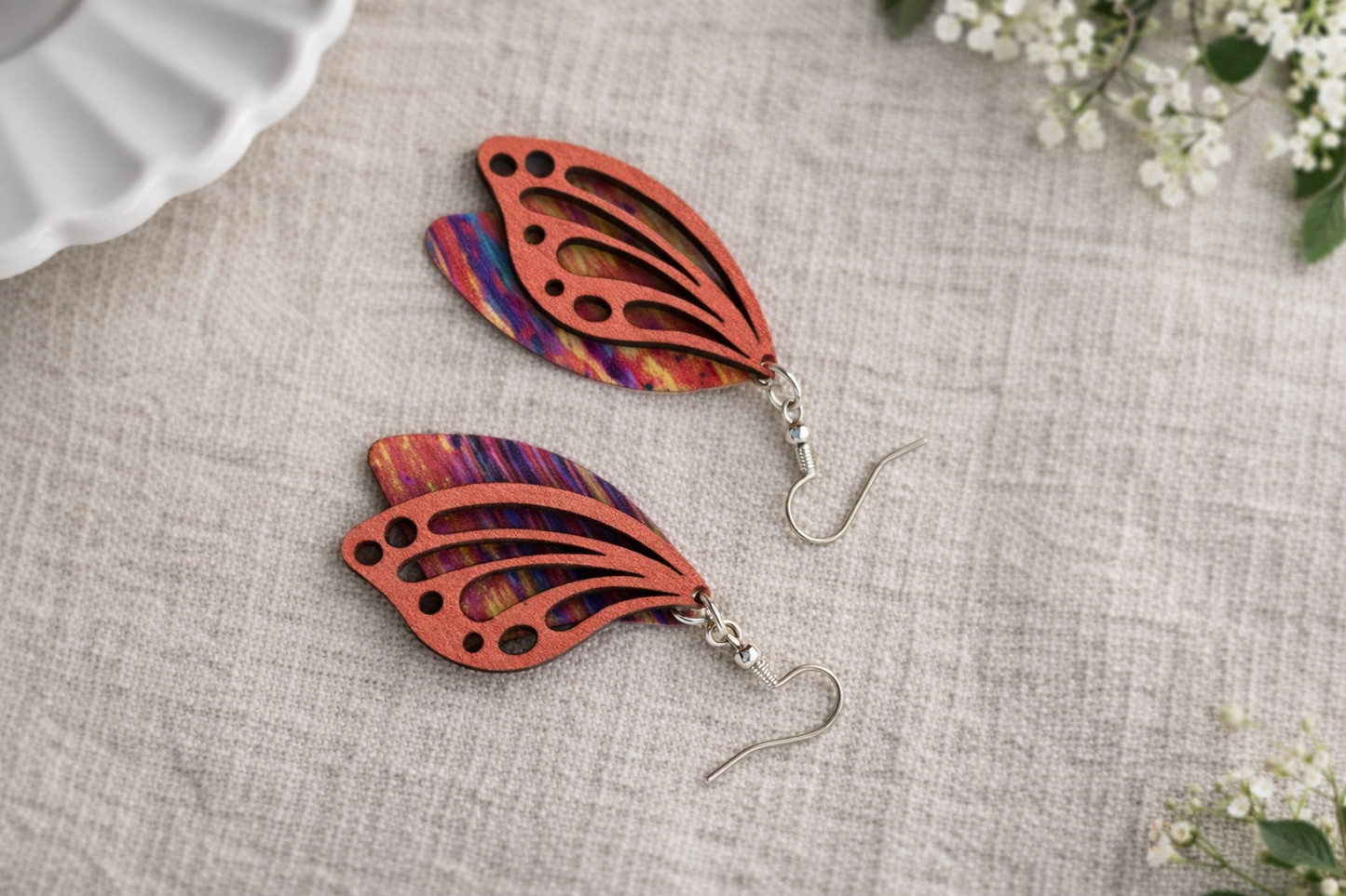 Butterfly Flutter Earrings - Handpainted & Hypoallergenic