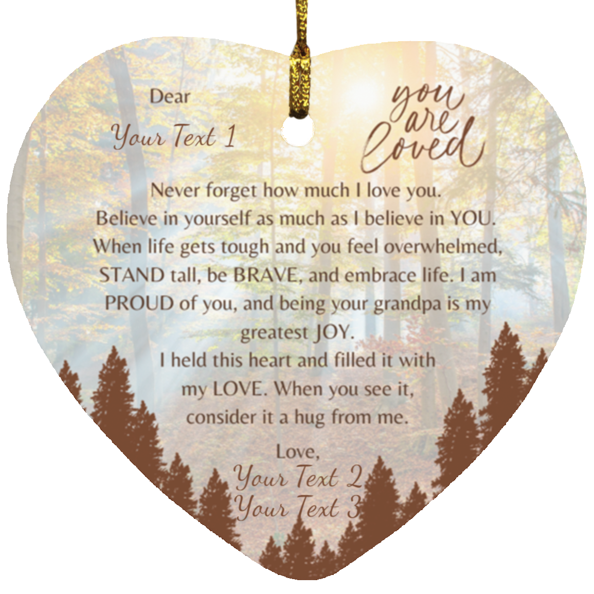 Personalized | Heart Ornament | Woods Design