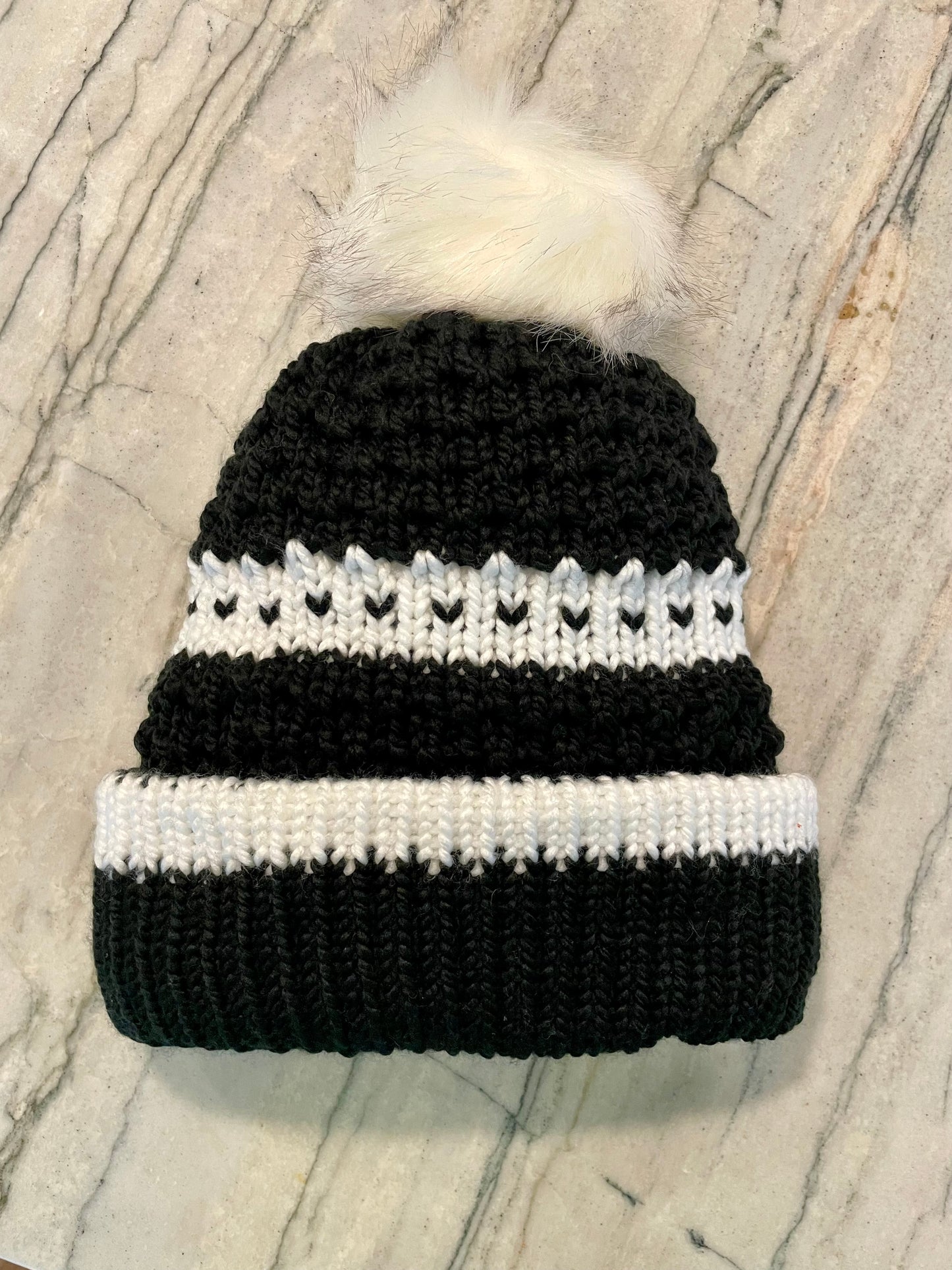 Handmade Waffle Knit Beanie with Heart Detail - Custom