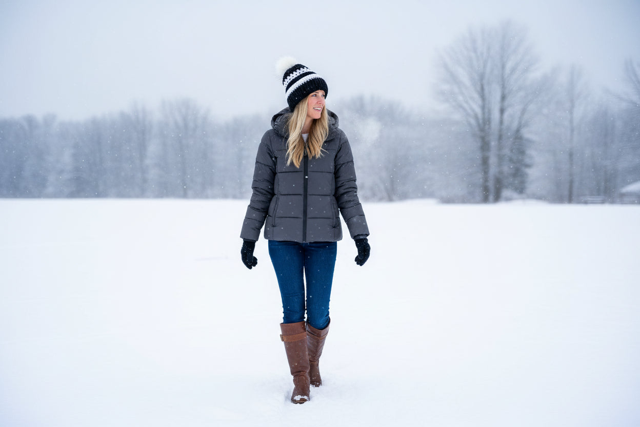 Handmade Waffle Knit Beanie with Heart Detail - Custom