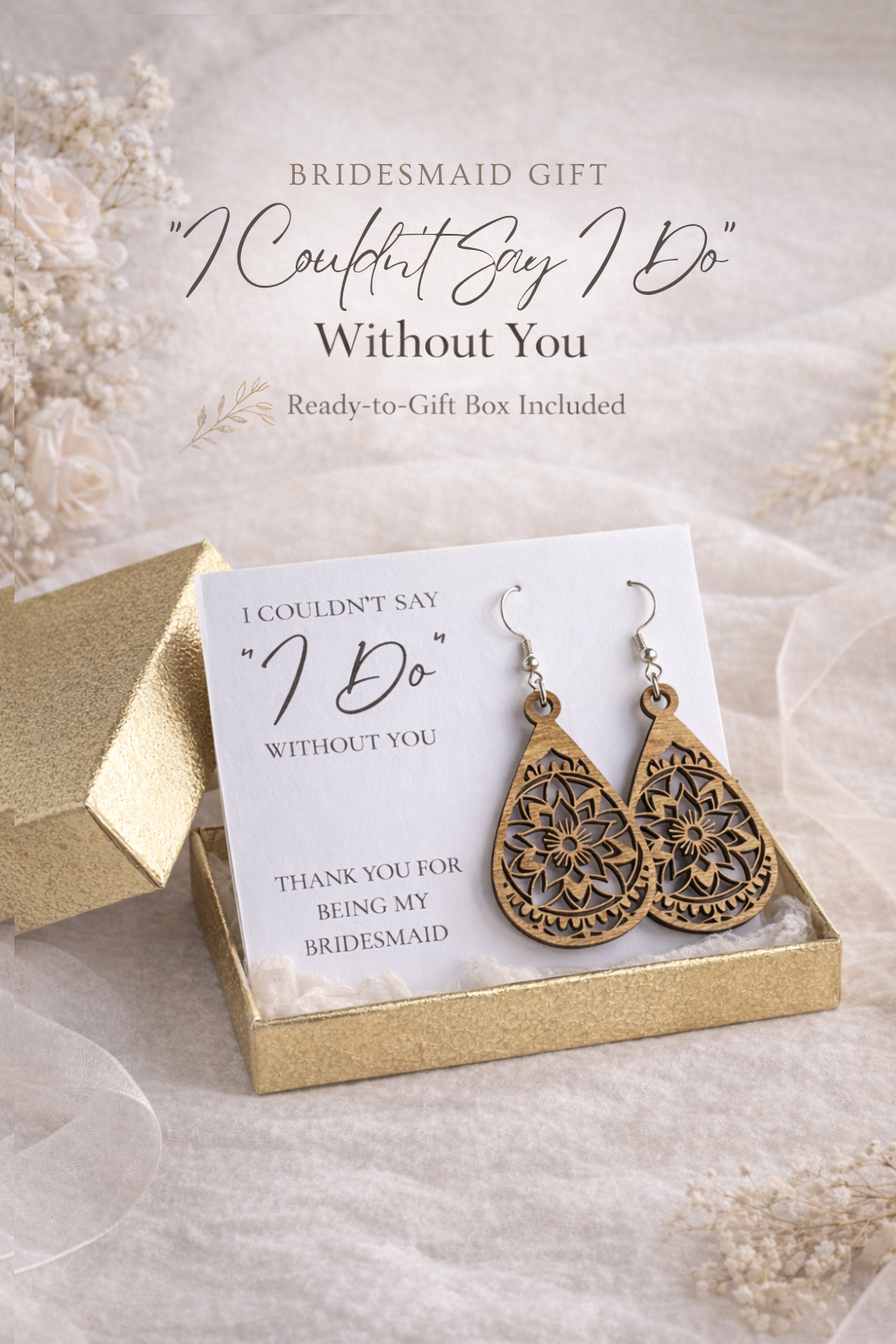 Bridesmaid Gift Box with Personalized Message Card and Earrings