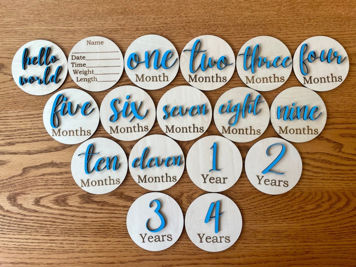 Baby Milestone Markers | Hello World+ Stats + 1-11 Months + 1-4 Years ...