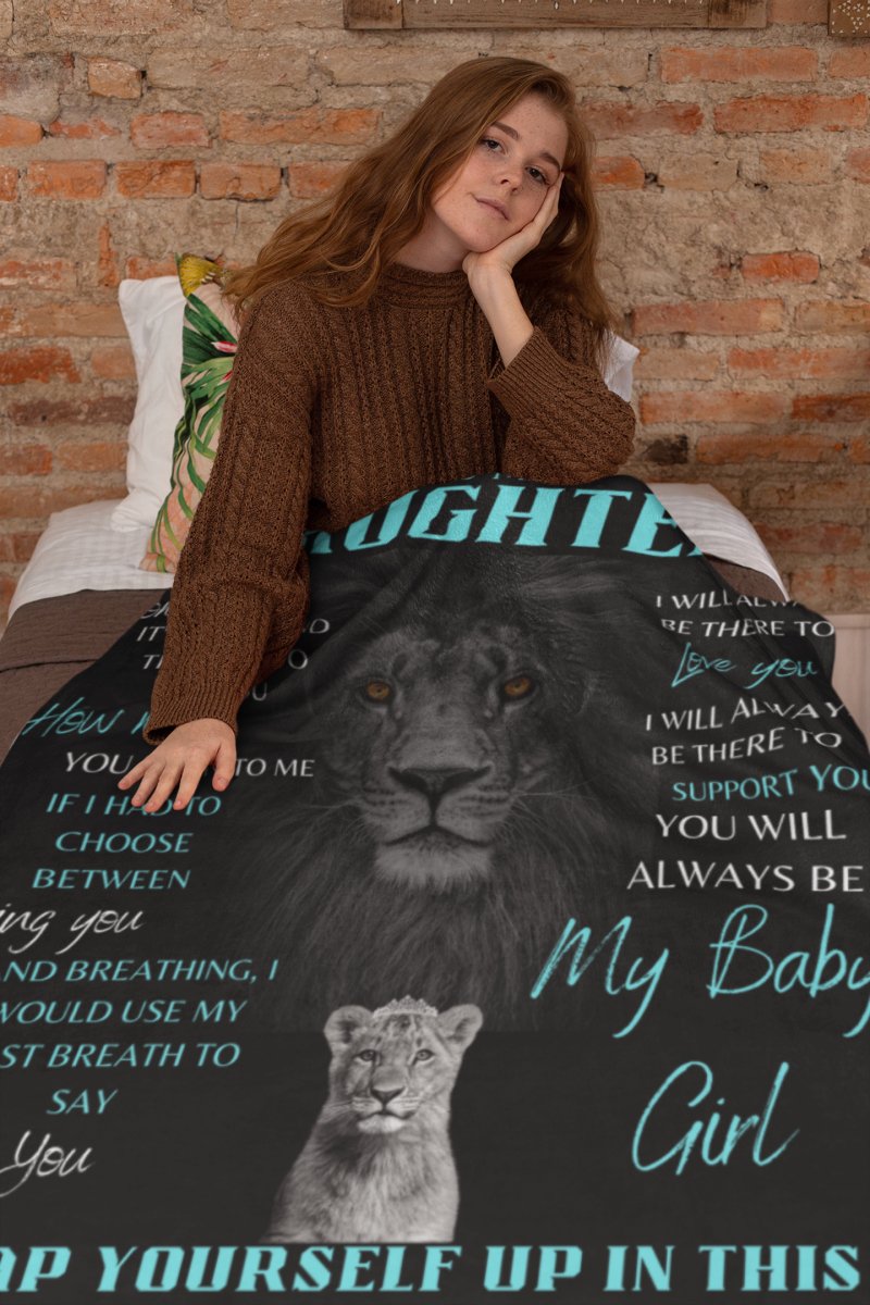 Daughter Lion Blanket | Premium Mink Sherpa 50x60