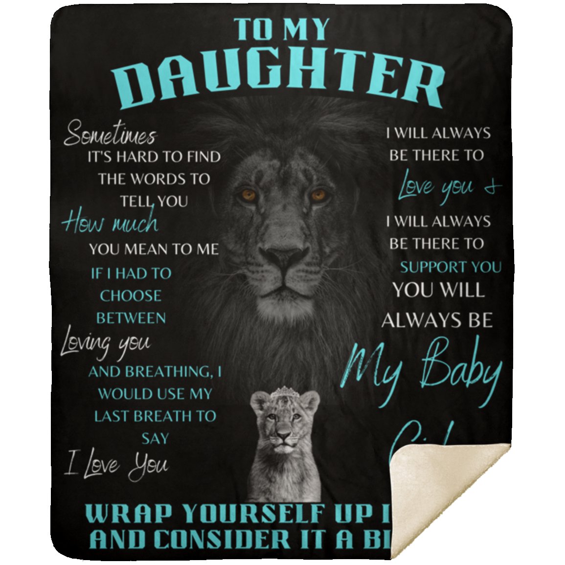 Daughter Lion Blanket | Premium Mink Sherpa 50x60