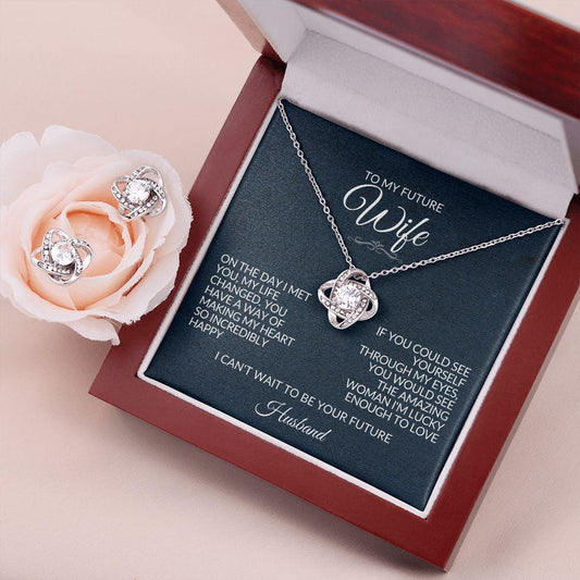 Engagement Gift | To My Future (Love Knot Necklace And Earrings Set)