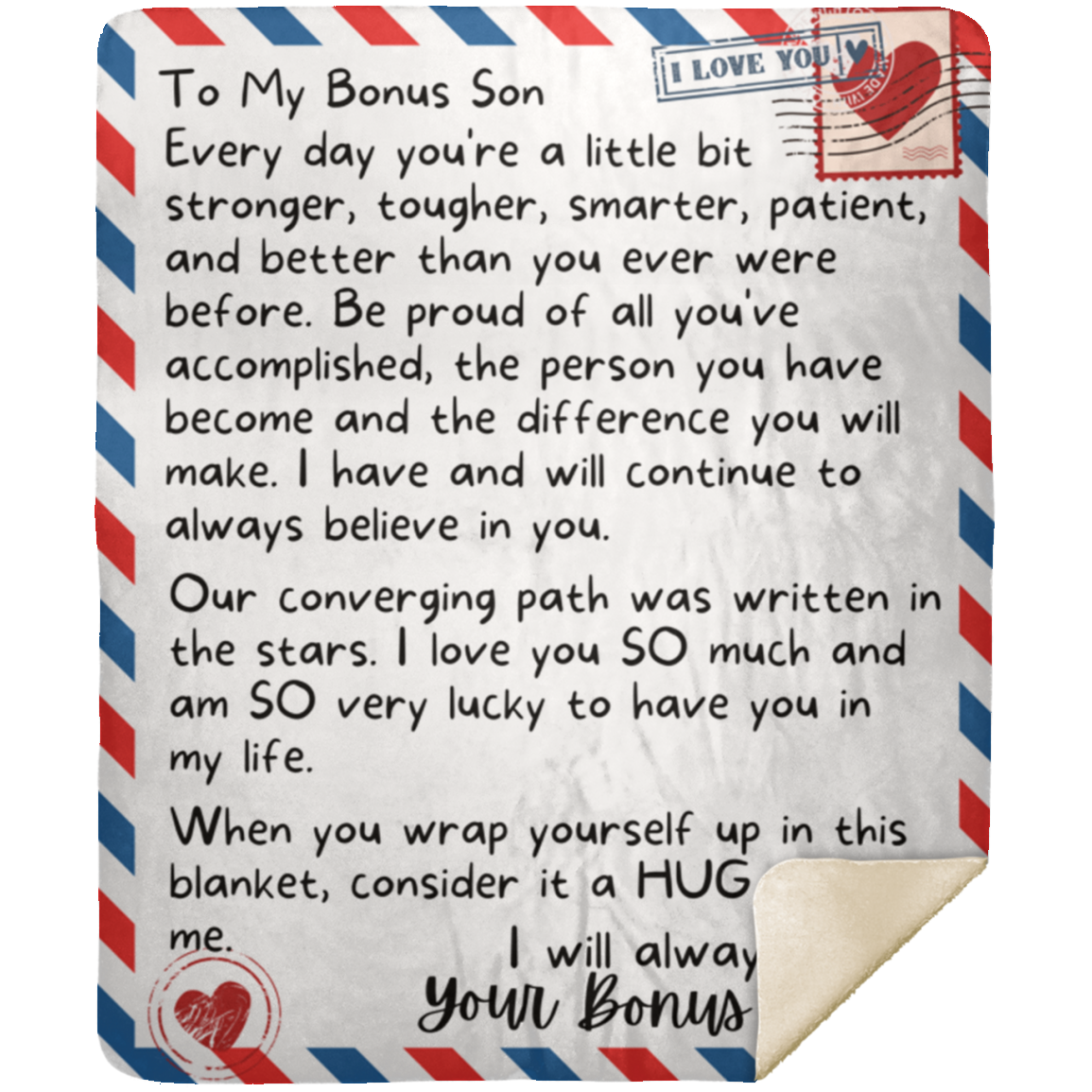 To My Bonus Son | Every Day | 50x60 Mink Sherpa