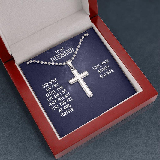 TO MY HUSBAND | OUR HOME (STAINLESS STEEL CROSS BALL CHAIN) - Sparkality Gifts