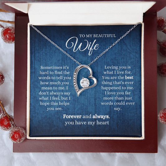 TO MY BEAUTIFUL WIFE | YOU HAVE MY HEART | FOREVER LOVE NECKLACE - Sparkality Gifts