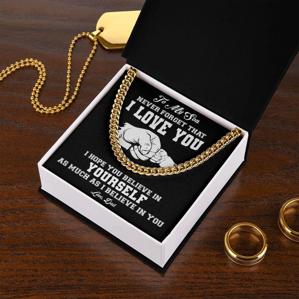 My Son | Never Forget - Cuban Link Chain - Sparkality Gifts