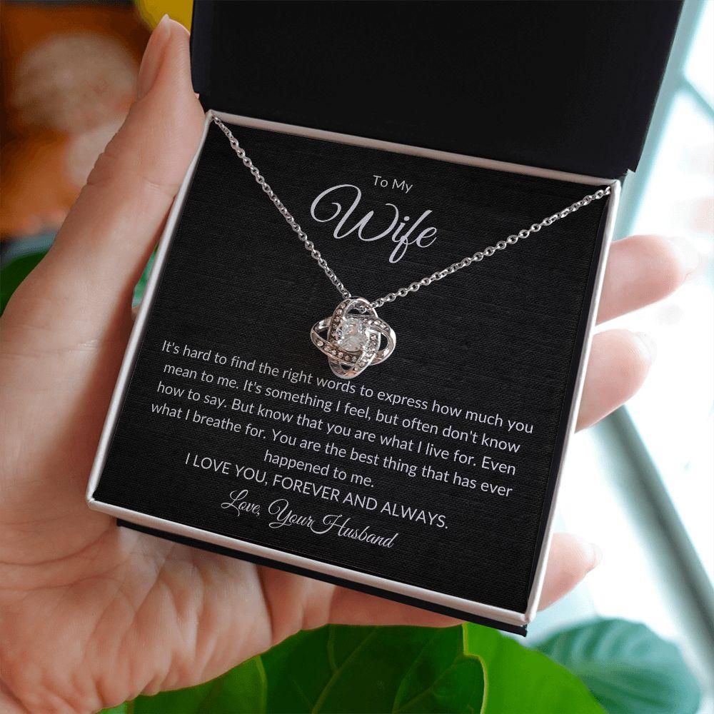 TO MY WIFE | YOU ARE WHAT I LIVE FOR | LOVE KNOT NECKLACE - Sparkality Gifts