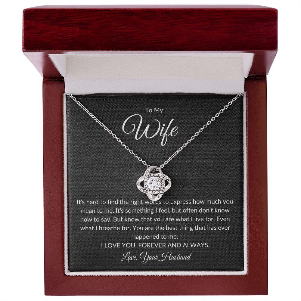 TO MY WIFE | YOU ARE WHAT I LIVE FOR | LOVE KNOT NECKLACE - Sparkality Gifts