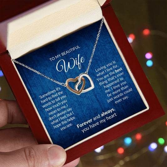 TO MY BEAUTIFUL WIFE | YOU HAVE MY HEART | INTERLOCKING HEARTS NECKLACE - Sparkality Gifts