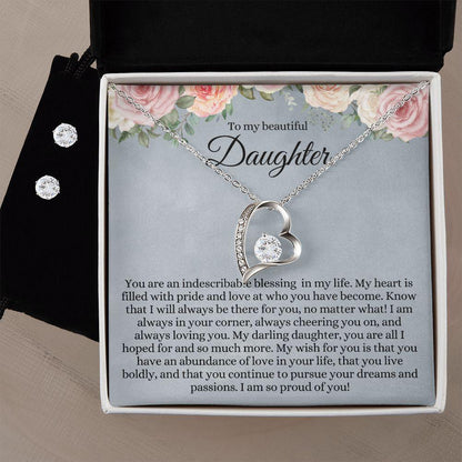 My Beautiful Daughter | I Am So Proud (Forever Love Necklace and Earrings Set) - Sparkality Gifts